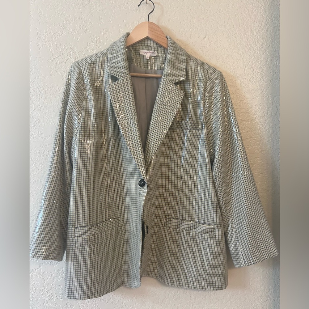 ✨Mystree✨ Sequin Checkered Blazer